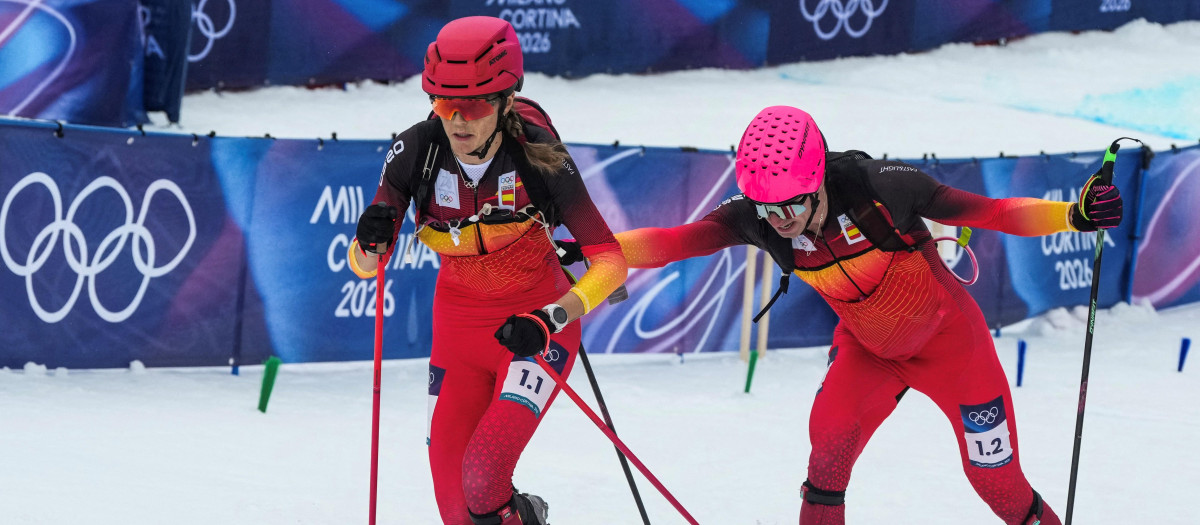 Ana Alonso y Oriol Cardona, durante la prueba de relevo mixto