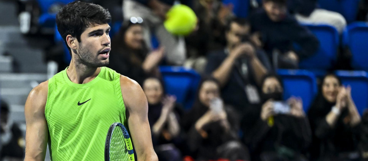 Carlos Alcaraz, durante la final del ATP 500 de Doha