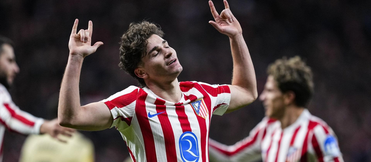 Julián Álvarez, durante un partido con el Atlético de Madrid