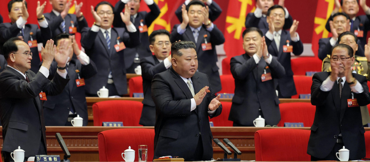 Kim Jong-un durante el noveno Congreso del Partido Comunista de Corea del Norte