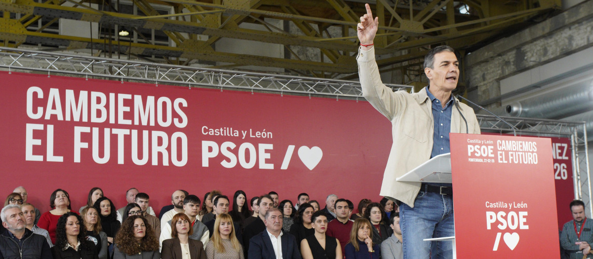 El presidente del Gobierno, Pedro Sánchez, el pasado fin de semana en Ponferrada (León)