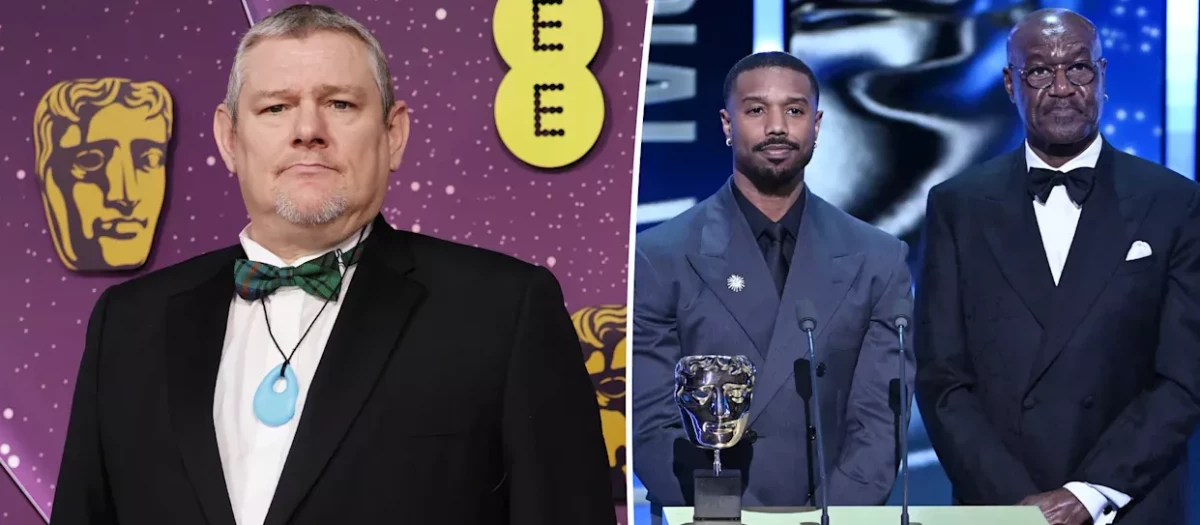 John Davidson (izquierda), Michael B. Jordan y Delroy Lindo en los BAFTA