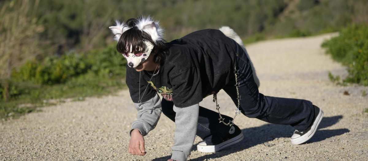Fin -nombre ficticio-, un joven de 17 años de Sant Feliu de Llobregat (Barcelona), que se identifica con un lobo gris albino