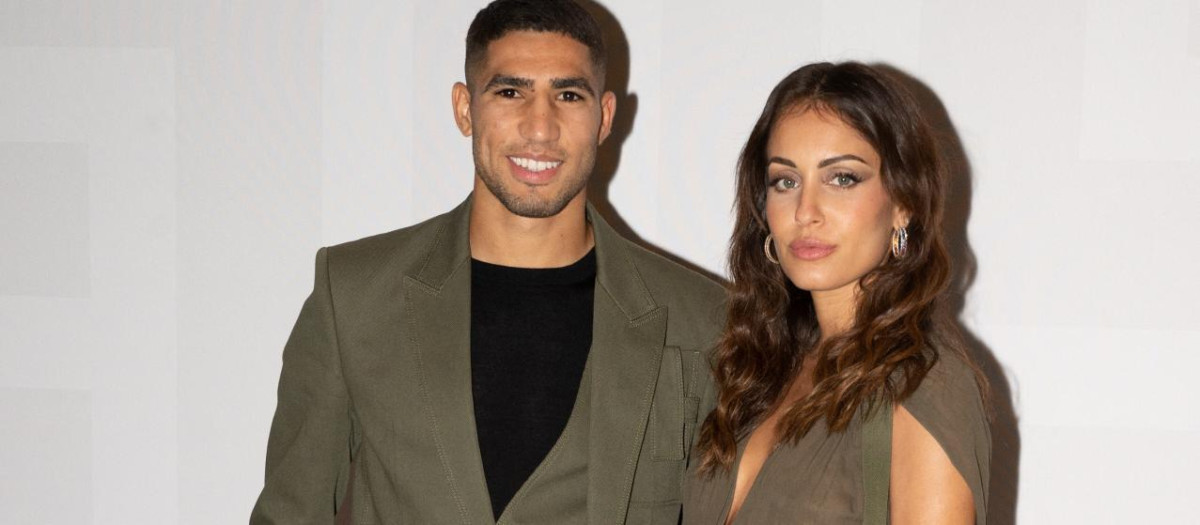 Achraf Hakimi  y Hiba Abouk  en  2021.