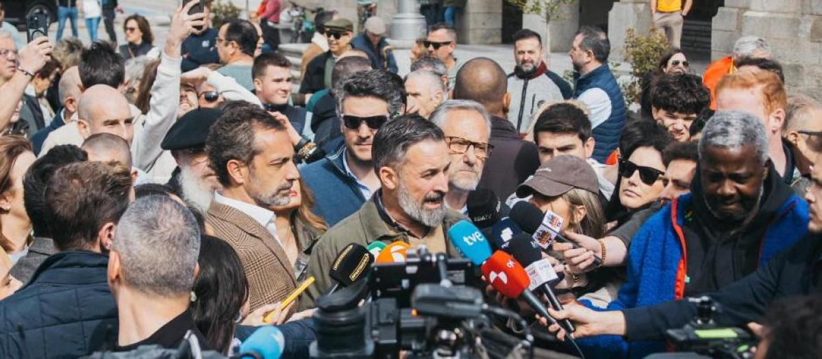 El presidente de Vox, Santiago Abascal, este miércoles, en Segovia