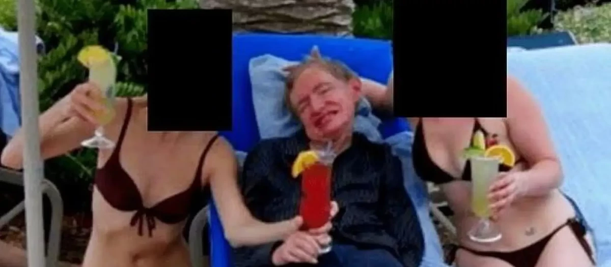 Stephen Hawking posa junto a dos mujeres en bikini en la isla caribeña de Saint Thomas