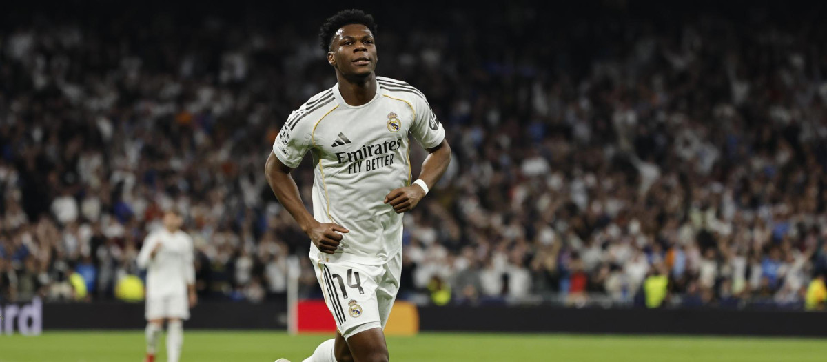 Tchouaméni celebra su gol ante el Benfica