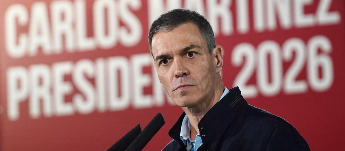 El secretario general del PSOE y presidente del Gobierno de España, Pedro Sánchez, participa en el acto de inicio de campaña en Burgos