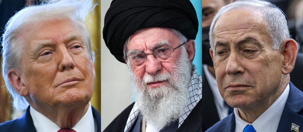 Donald Trump, Ali Jamenei y Benjamin Netantayhu