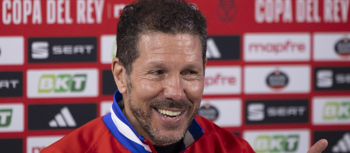 Diego Simeone, durante la rueda de prensa previa a la vuelta de las semifinales de Copa
