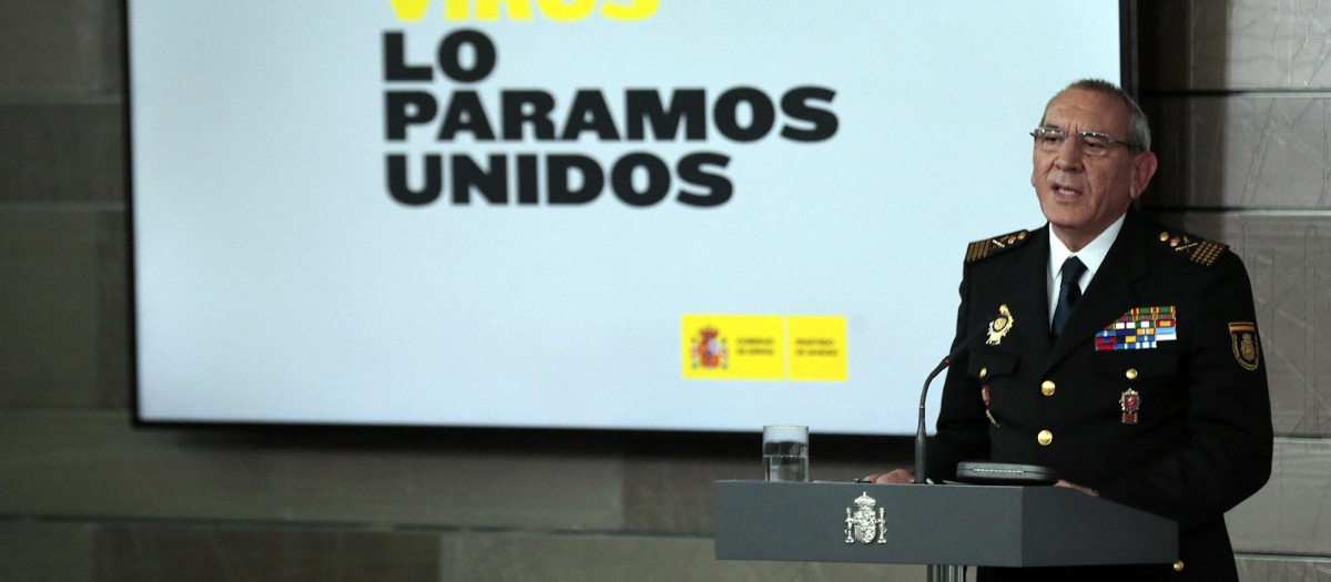(Foto de ARCHIVO)
El director adjunto operativo (DAO) de la Policía, José Ángel González, interviene en la comparecencia para informar sobre los datos actualizados del coronavirus donde han indicado que desde el último comunicado, se ha sufrido un incremento del 25% en el número de nuevos positivos en España, en Madrid (España), a 19 de marzo de 2020.

Moncloa
19 MARZO 2020;CORONAVIRUS;VIRUS;MADRID;COMPARECENCIA
19/3/2020