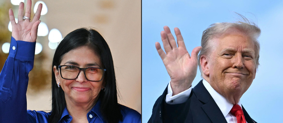 Delcy Rodríguez y Donald Trump
