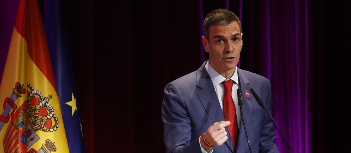 Pedro Sánchez, en un acto institucional con motivo del 8-M