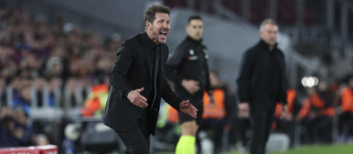 Diego Pablo Simeone, en el Camp Nou durante la vuelta de las semifinales de Copa del Rey