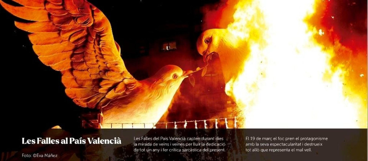 Imagen del calendario de Òmiunm Cultural que sitúa las Fallas de Valencia como parte de las fiestas catalanas
