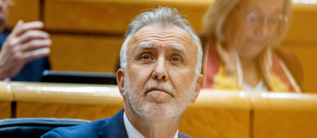 El ministro de Política Territorial y Memoria Democrática, Ángel Víctor Torres, durante una sesión de control al Gobierno en el Senado