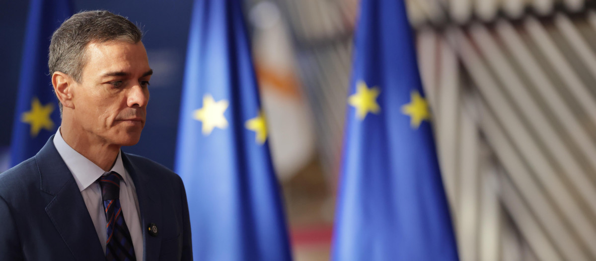 Pedro Sánchez, antes de entrar en el Consejo Europeo de este jueves en Bruselas