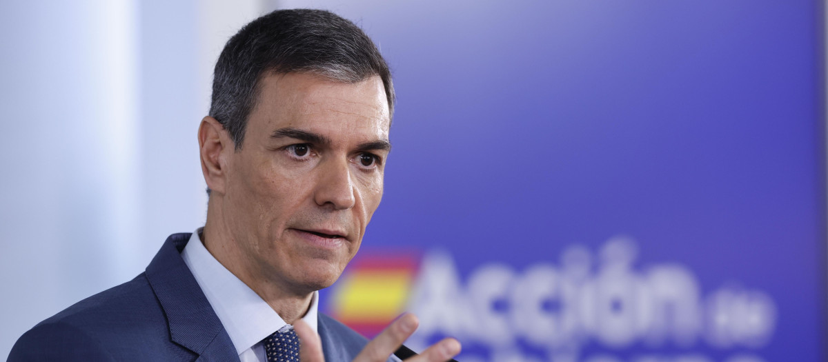 Pedro Sánchez, durante su comparecencia en la Moncloa