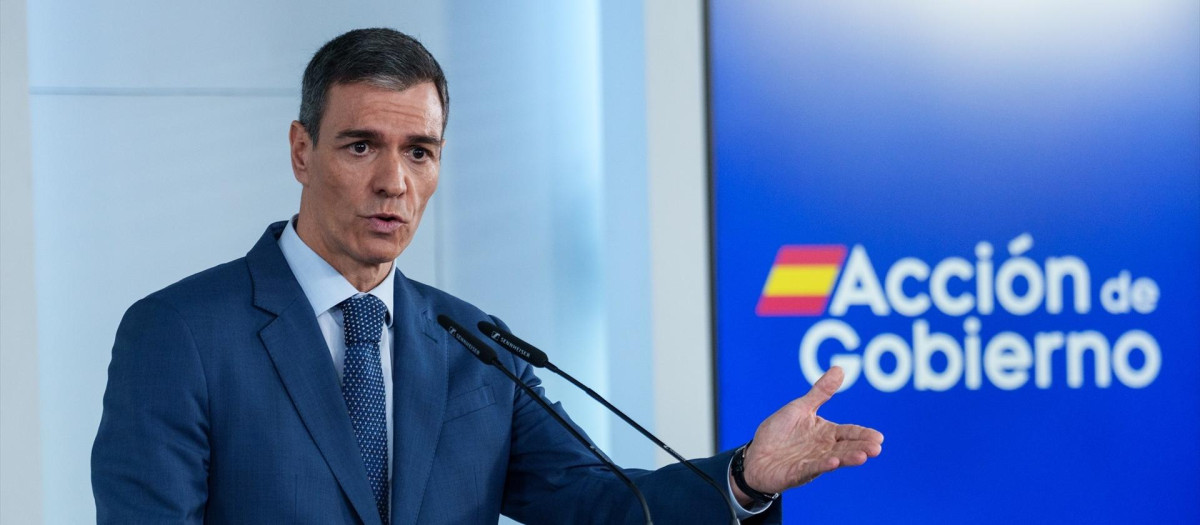 Pedro Sánchez, en la rueda de prensa posterior al Consejo de Ministros extraordinario