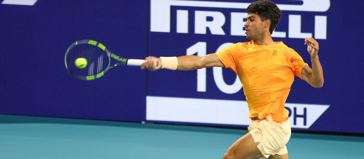 March 21, 2026, Miami: Carlos Alcaraz - Miami 2026 - USA - 21/03/2026,Image: 1085014726, License: Rights-managed, Restrictions: * Belgium, France, Germany Rights Out *, Model Release: no, Credit line: Cc / Zuma Press / ContactoPhoto
Editorial licence valid only for Spain and 3 MONTHS from the date of the image, then delete it from your archive. For non-editorial and non-licensed use, please contact EUROPA PRESS.

21/3/2026 ONLY FOR USE IN SPAIN