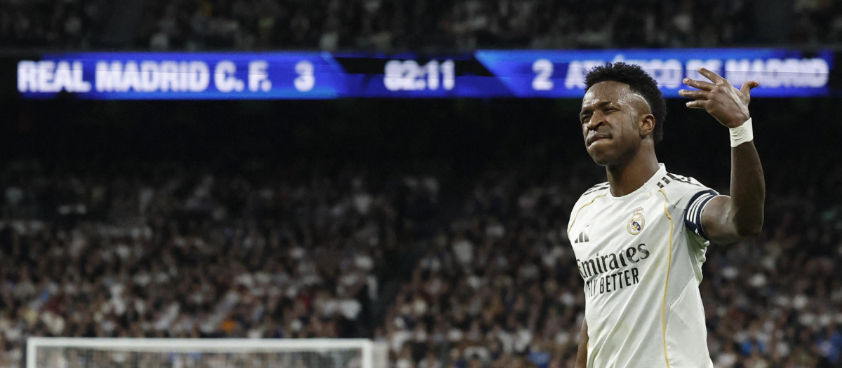 Vinicius Jr. celebra el tercer gol del Real Madrid