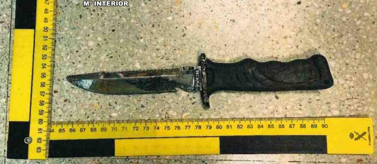 El arma blanca supuestamente empleada en los hechos.

REMITIDA / HANDOUT por GUARDIA CIVIL
Fotografía remitida a medios de comunicación exclusivamente para ilustrar la noticia a la que hace referencia la imagen, y citando la procedencia de la imagen en la firma
27/3/2026