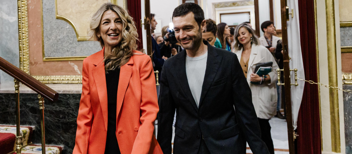 La vicepresidenta segunda y ministra de Trabajo, Yolanda Díaz y el ministro de Derechos Sociales y Agenda 2030, Pablo Bustinduy