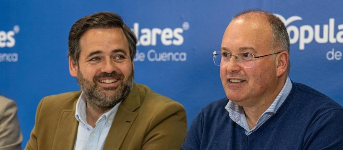El secretario general del Partido Popular, Miguel Tellado; el presidente del PP-CLM, Paco Núñez