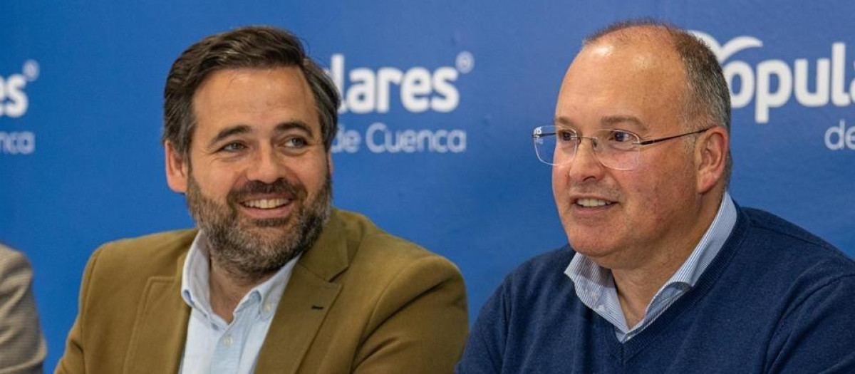 El secretario general del Partido Popular, Miguel Tellado; el presidente del PP-CLM, Paco Núñez