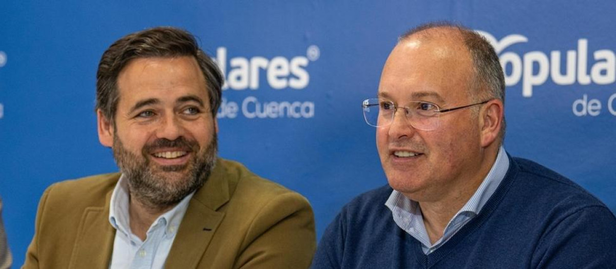 El secretario general del Partido Popular, Miguel Tellado; el presidente del PP-CLM, Paco Núñez