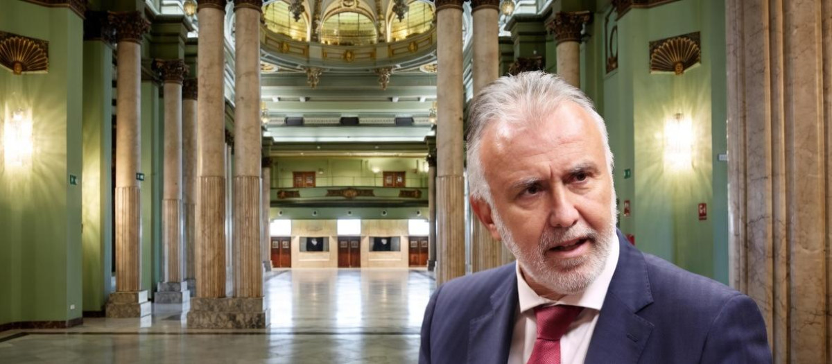 Montaje de Ángel Víctor Torres y el Salón del Baile del Círculo de Bellas Artes