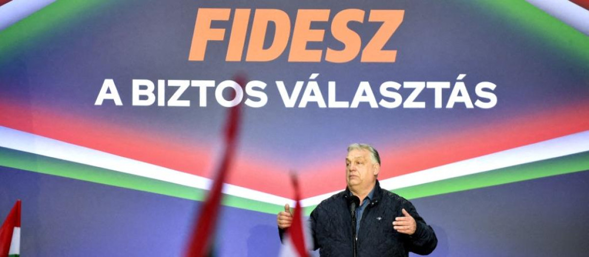 Viktor Orbán durante un mitin de campaña