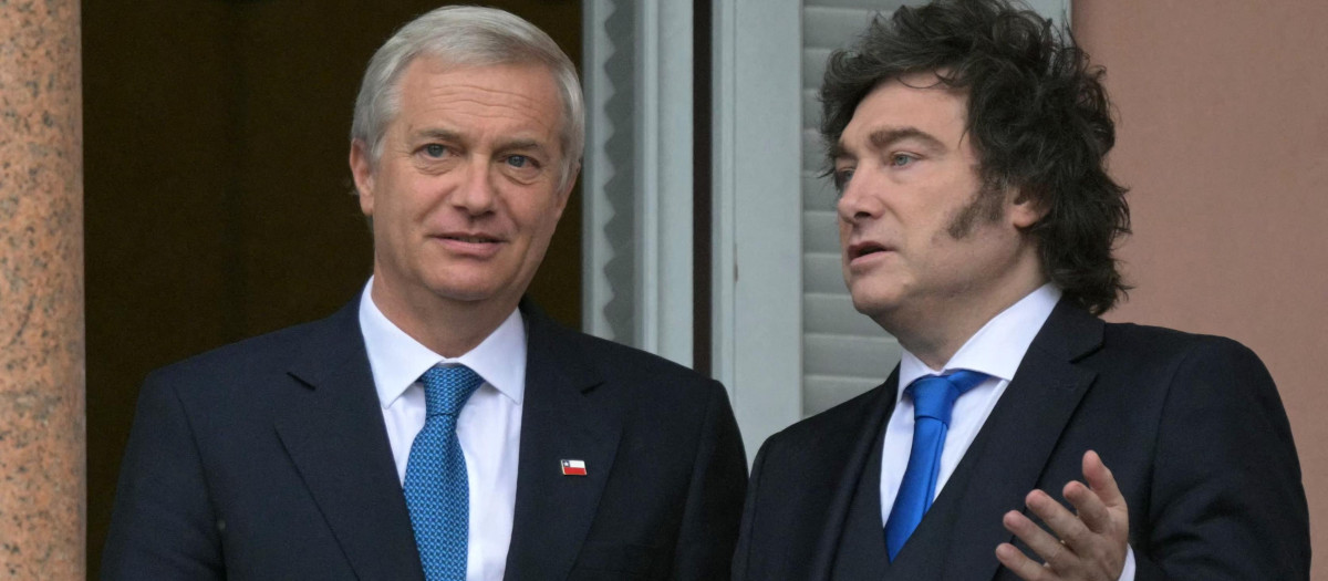 El presidente de Chile José Antonio Kast y el presidente de Argentina Javier Milei
