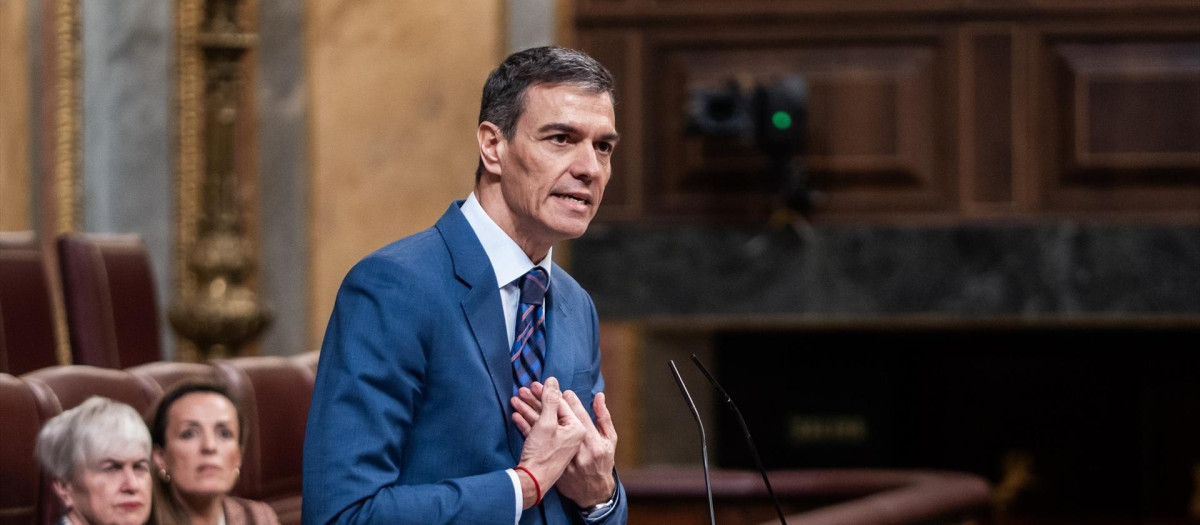 El presidente del Gobierno, Pedro Sánchez, en el Congreso