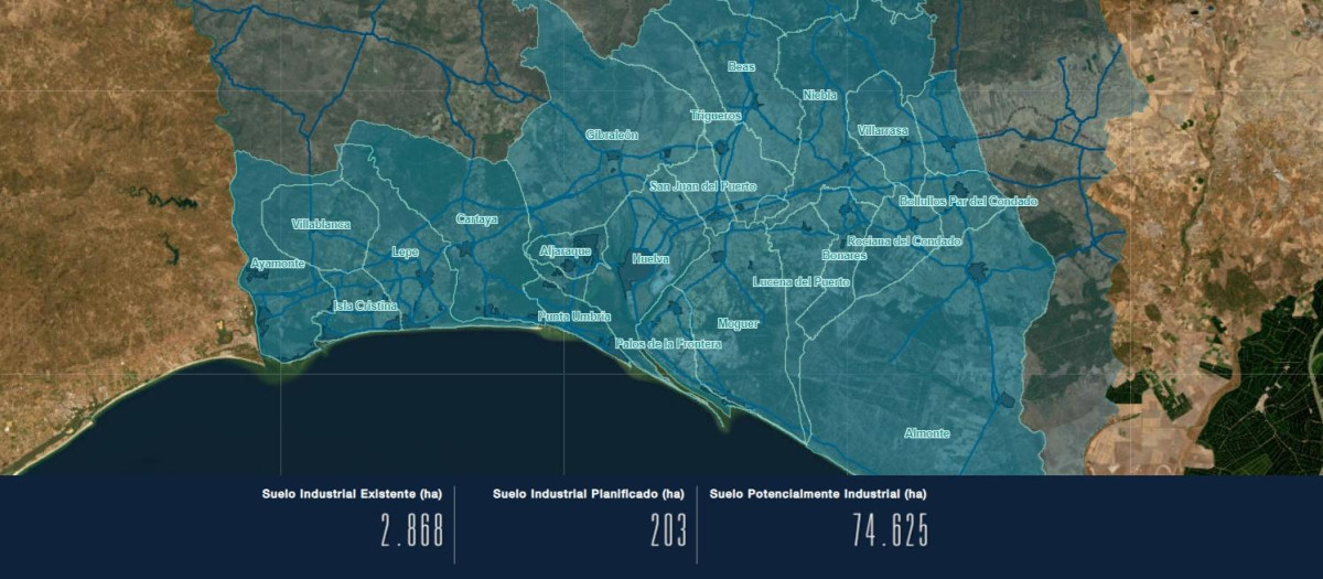 Mapa industrial de la provincia de Huelva