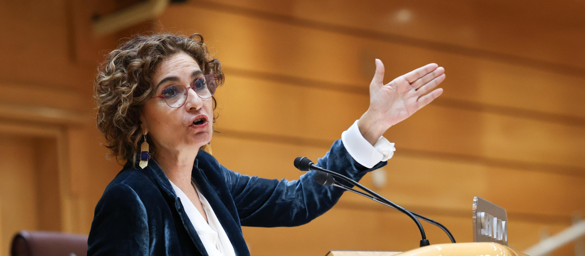 La exministra María Jesús Montero, en un pleno extraordinario del Senado (archivo)