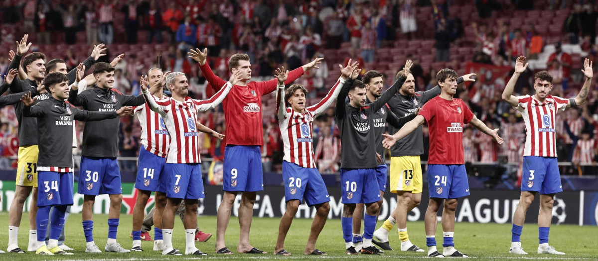 Los jugadores del Atlético de Madrid celebran el pase a semifinales de Champions
