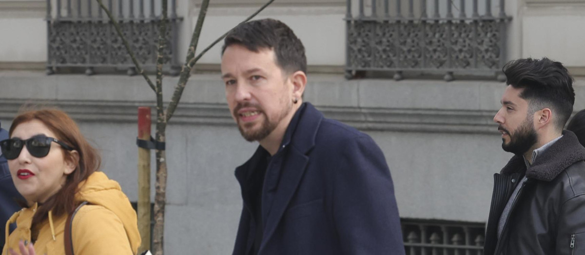 Pablo Iglesias arriving to Villarejo Case in Madrid on Wednesday, 4 March 2026.