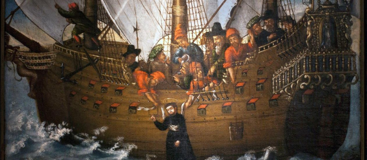 El "Milagro de San Francisco Javier" a bordo de la nao portuguesa Santa Cruz.