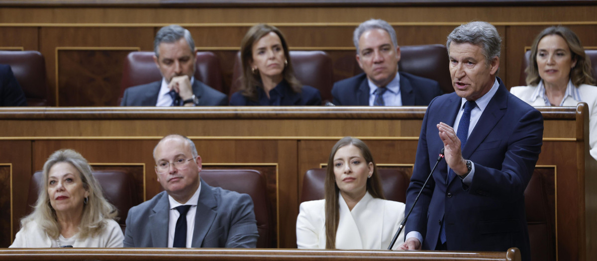 Alberto Núñez Feijóo, durante su cara a cara con Pedro Sánchez