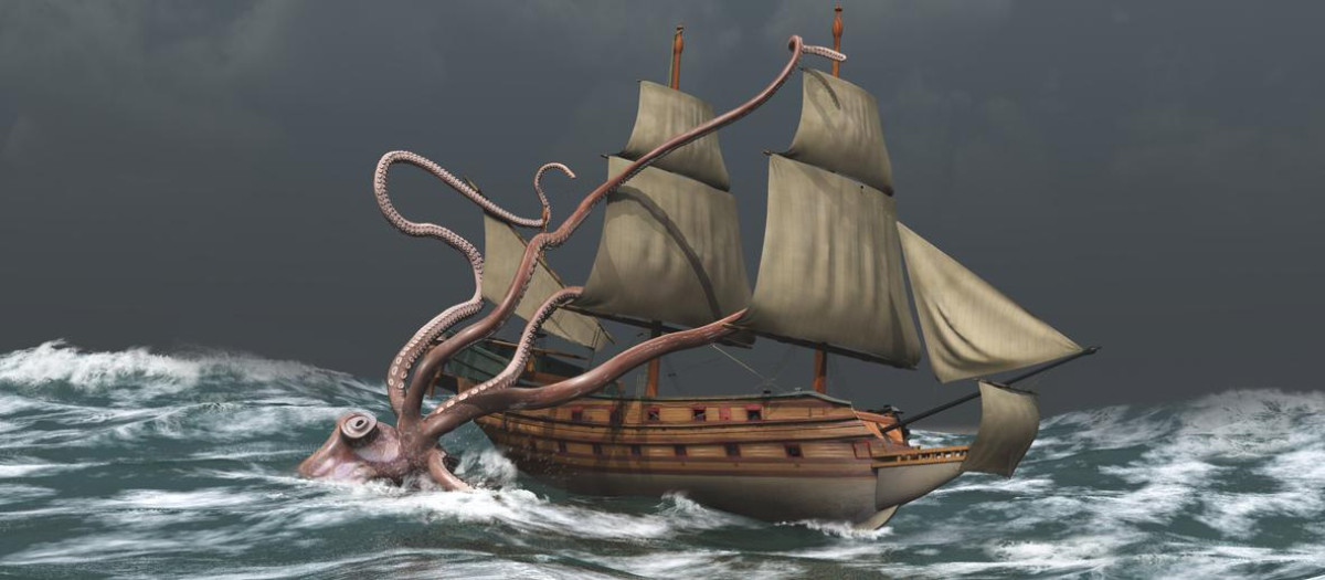 El kraken atacando un barco