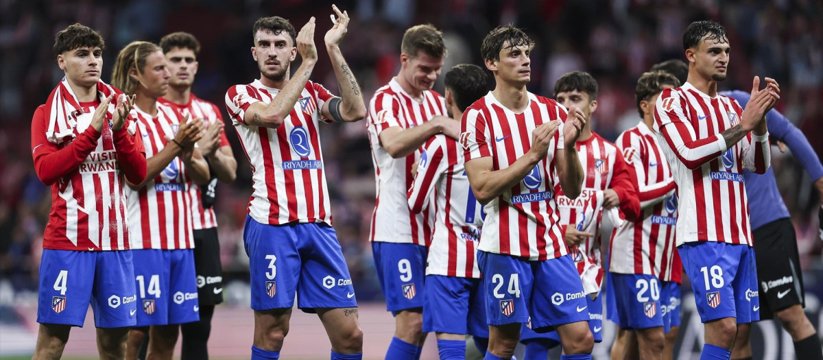 Los jugadores del Atlético de Madrid tras el partido ante el Athletic Club el pasado sábado