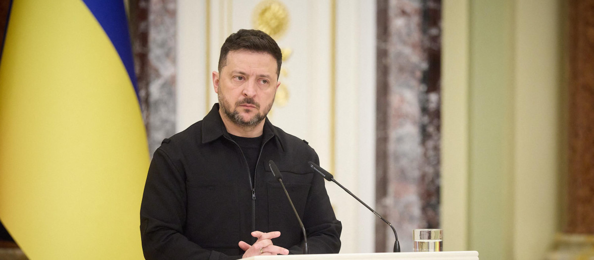 El presidente de Ucrania, Volodimir Zelenski, durante una conferencia en Kiev