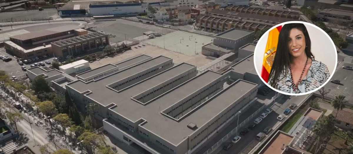 Imagen del instituto de Almazora y la concejala de Vox, Elena González