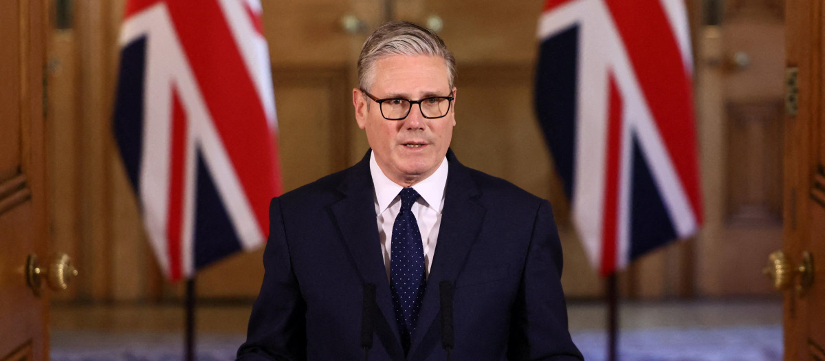 El primer ministro británico, Keir Starmer, hizo una declaración en el número 10 de Downing Street, en el centro de Londres,