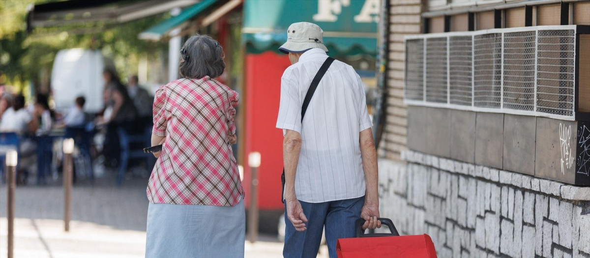 Una pareja de personas mayores camina por la calle con un carro de la compra

EDUARDO PARRA / EUROPA PRESS
24/7/2023