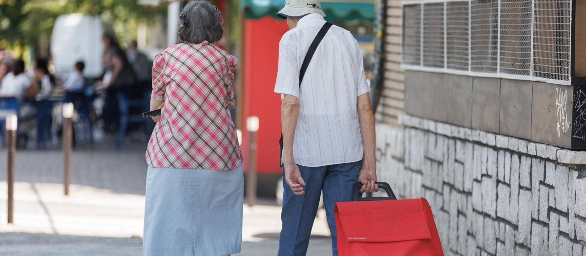 Una pareja de personas mayores camina por la calle con un carro de la compra

EDUARDO PARRA / EUROPA PRESS
24/7/2023