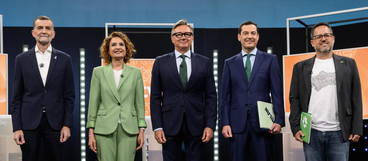 Los cinco candidatos a la Presidencia de la Junta de Andalucía, antes del debate en RTVE