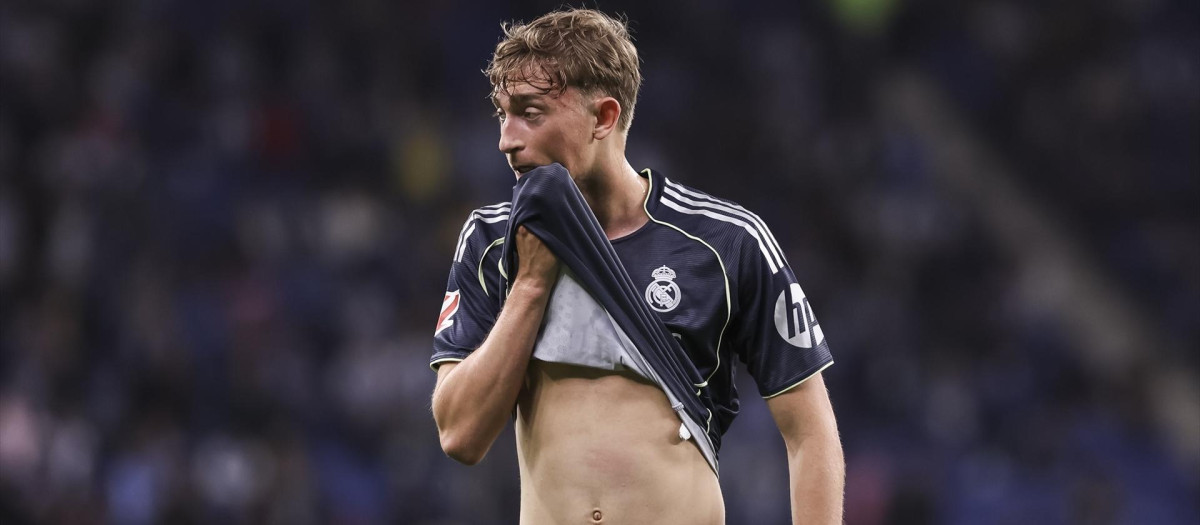 Dean Huijsen, en un partido con el Real Madrid