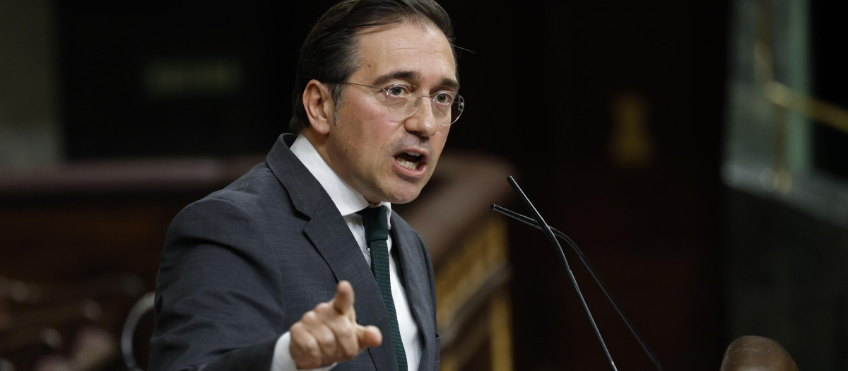 El ministro José Manuel Albares, el jueves en el Congreso